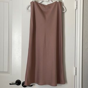 Topshop dusty rose silk midi skirt